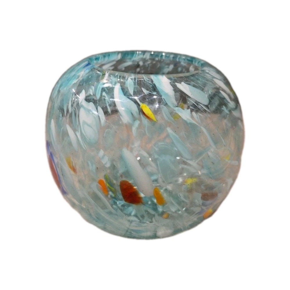 Beautiful Handblown Art Glass 7" Confetti Sphere‎ Globe Vase Fish Bowl
